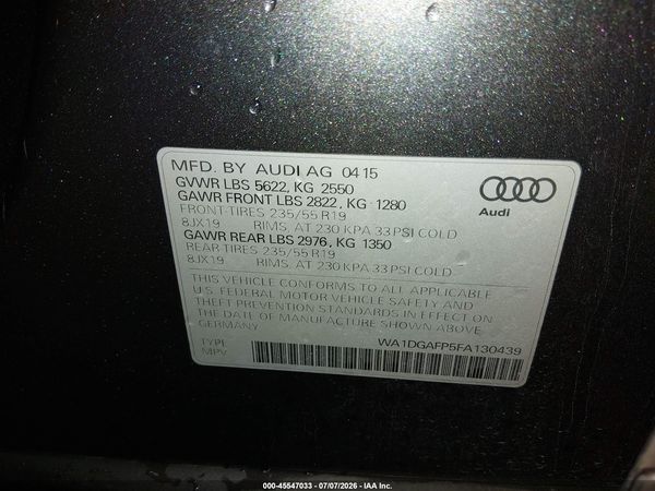 2015 AUDI Q5 3.0T PREMIUM PLUS