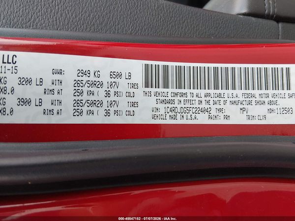 2015 DODGE DURANGO LIMITED