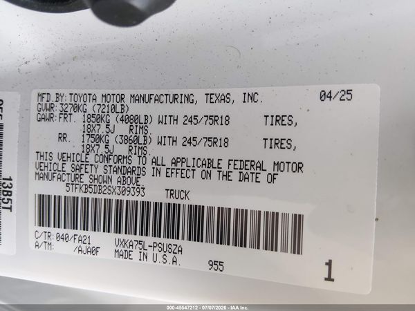 2025 TOYOTA TUNDRA SR