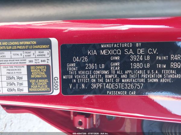2026 KIA K4 LXS