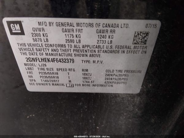 2015 CHEVROLET EQUINOX LTZ — I9