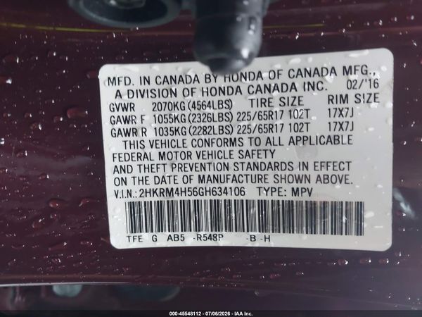 2016 HONDA CR-V EX