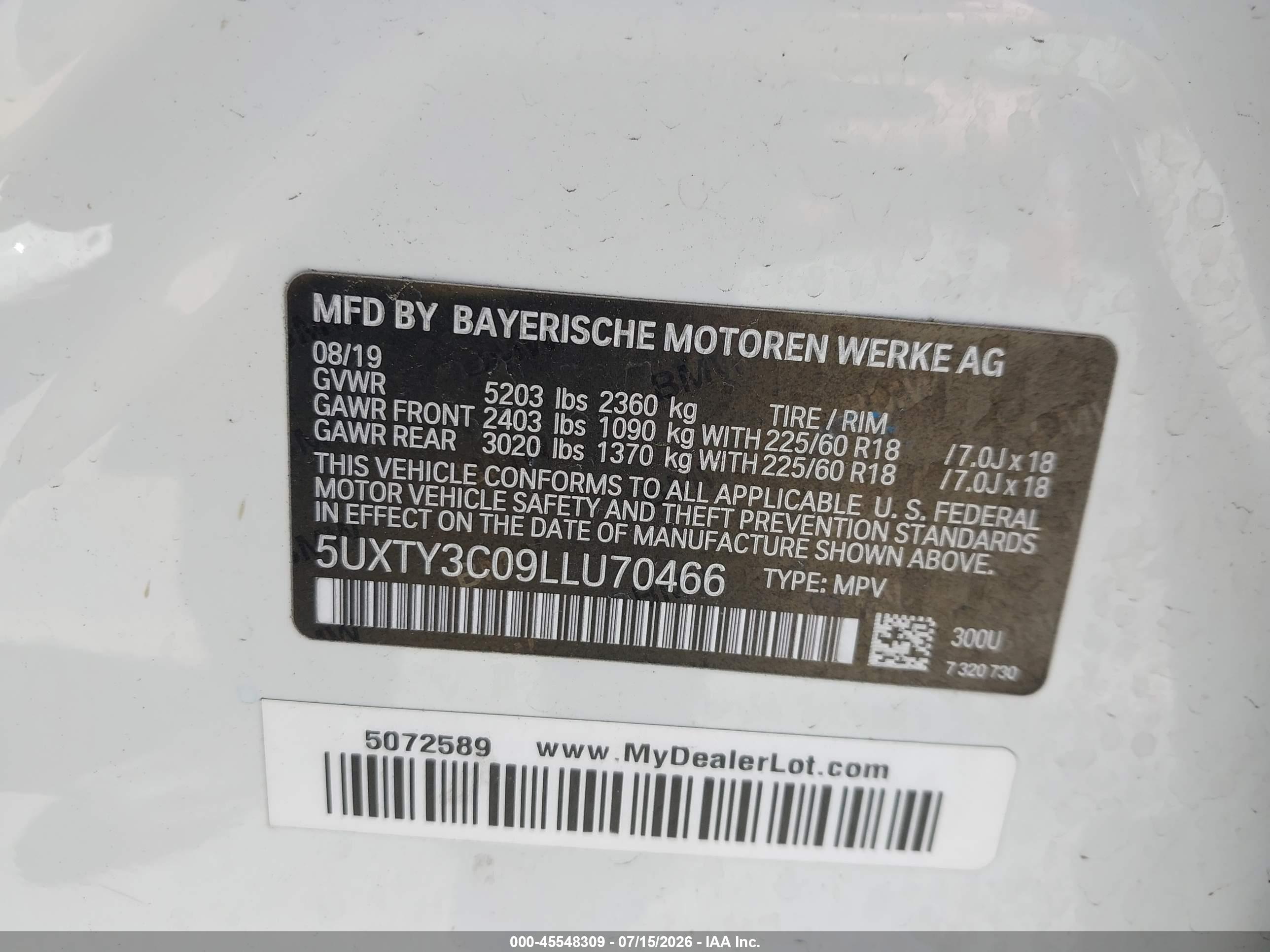 2020 BMW X3 SDRIVE30I
