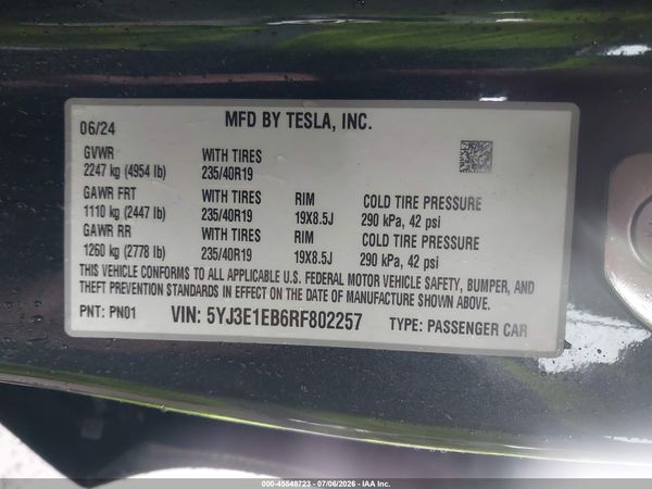 2024 TESLA MODEL 3