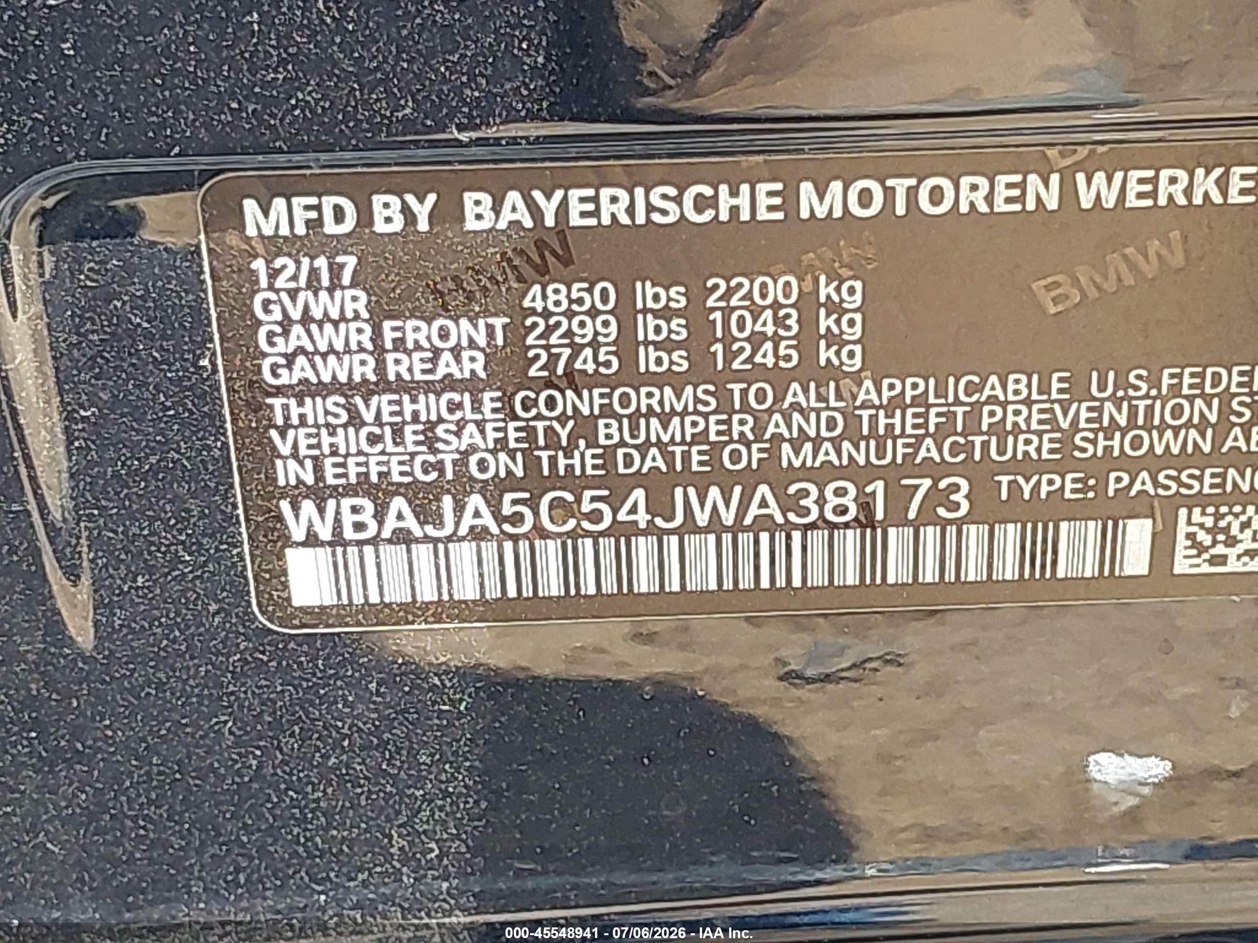 2018 BMW 530I