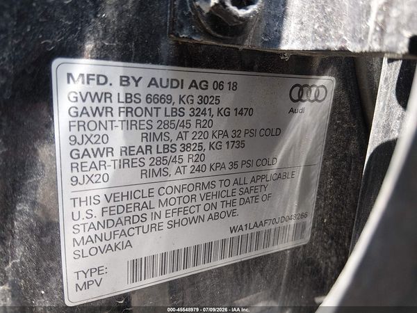2018 AUDI Q7 3.0T PREMIUM