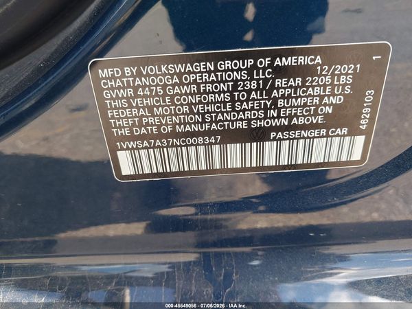 2022 VOLKSWAGEN PASSAT 2.0T SE — I9