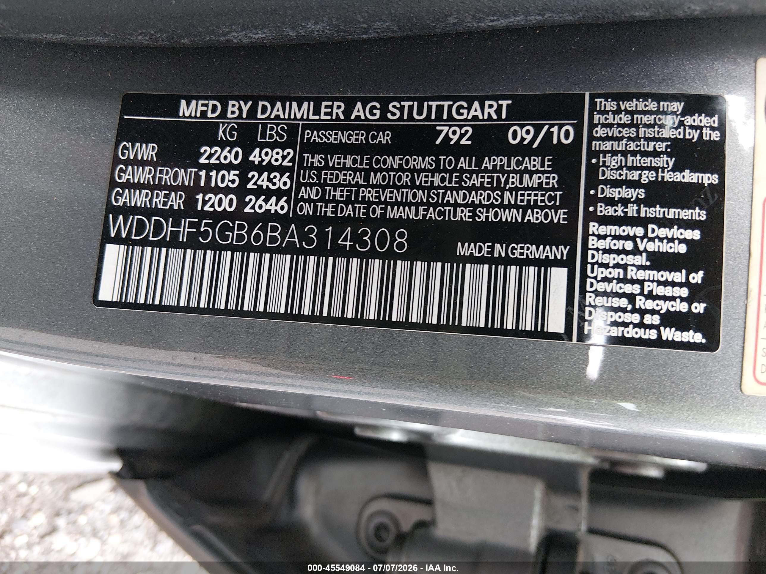 2011 MERCEDES-BENZ E 350 E350