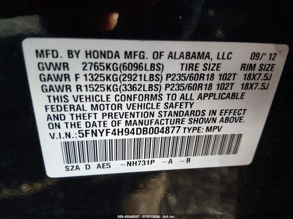 2013 HONDA PILOT TOURING