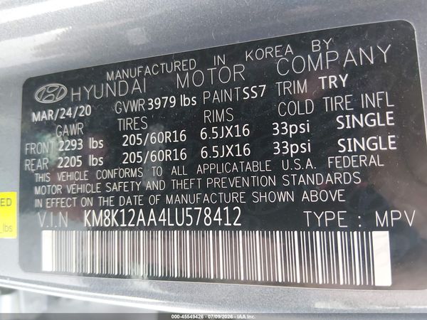 2020 HYUNDAI KONA SE