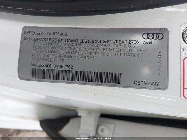2018 AUDI A6 2.0T PREMIUM/2.0T SPORT