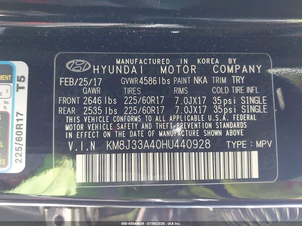 2017 HYUNDAI TUCSON SE