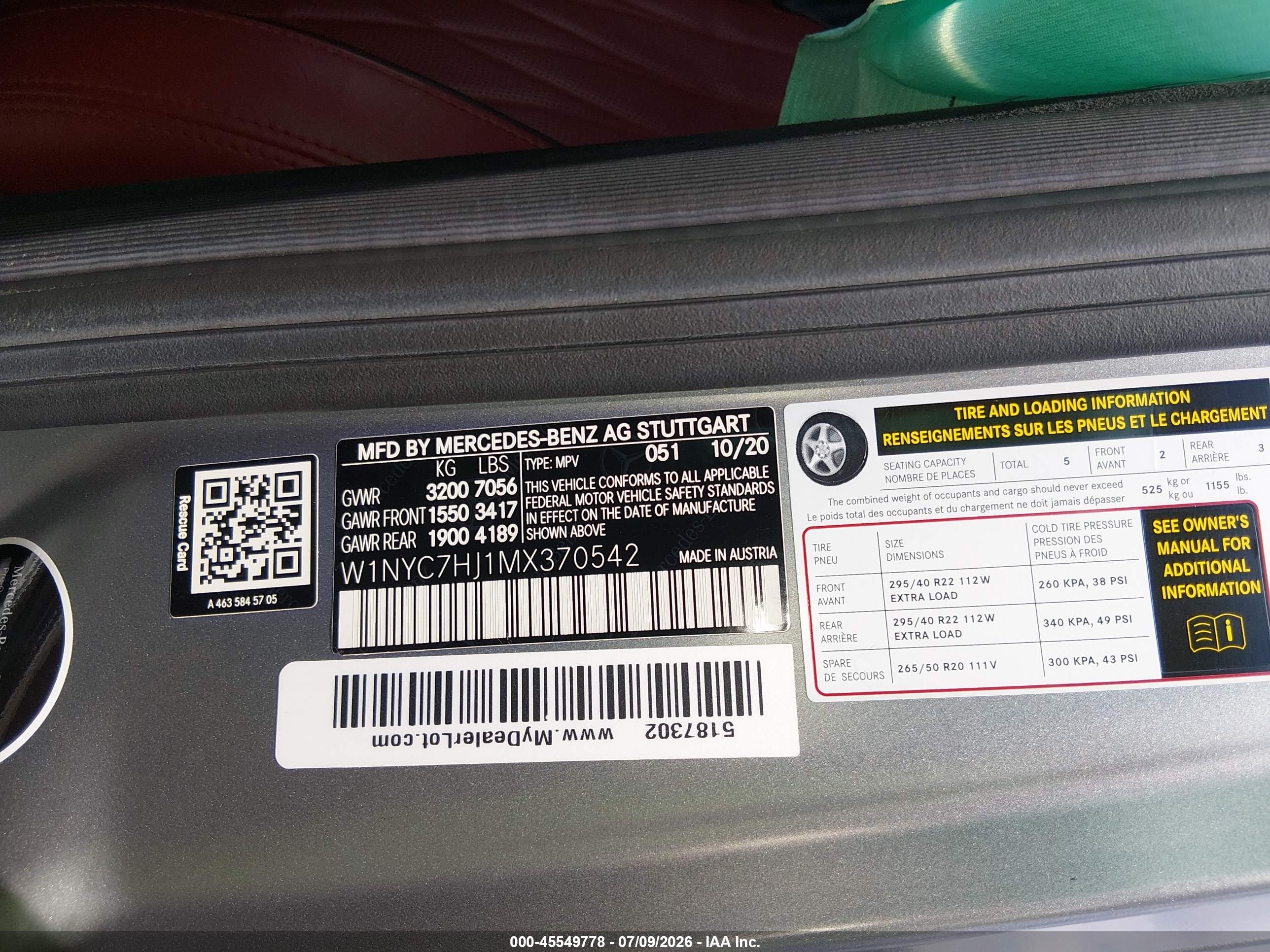 2021 MERCEDES-BENZ AMG G 63 4MATIC