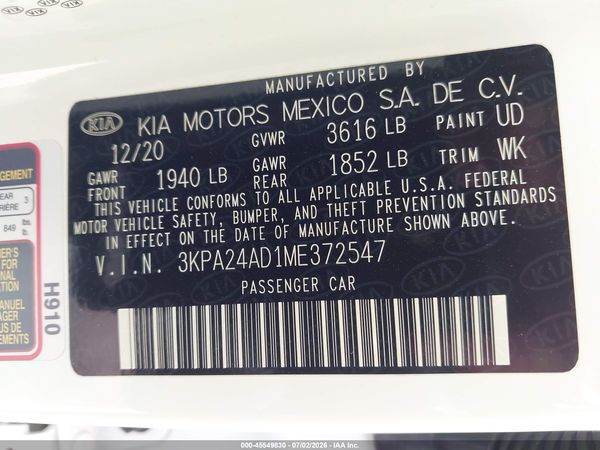 2021 KIA RIO S
