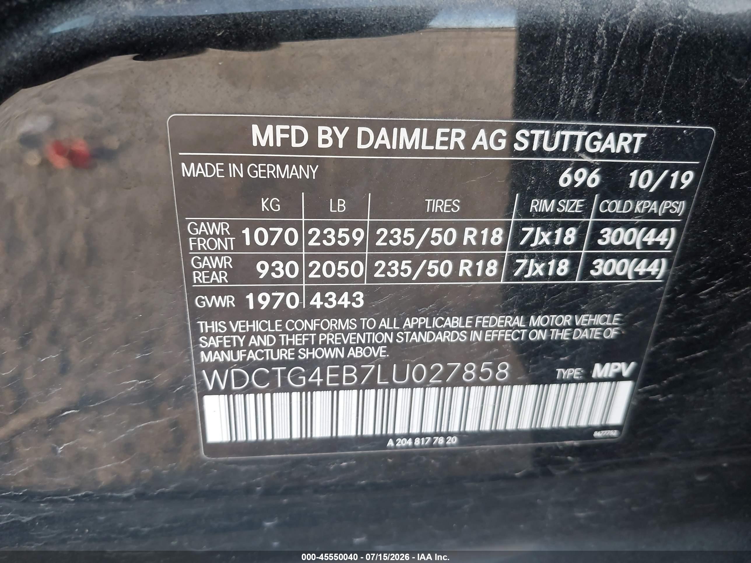 2020 MERCEDES-BENZ GLA 250 GLA250