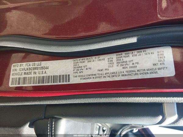 2021 JEEP GRAND CHEROKEE L LIMITED 4X4