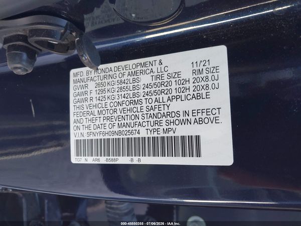 2022 HONDA PILOT AWD ELITE