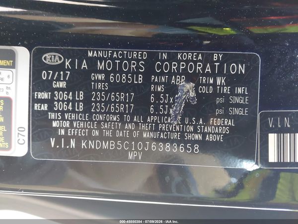 2018 KIA SEDONA LX