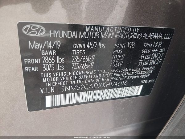 2019 HYUNDAI SANTA FE SE