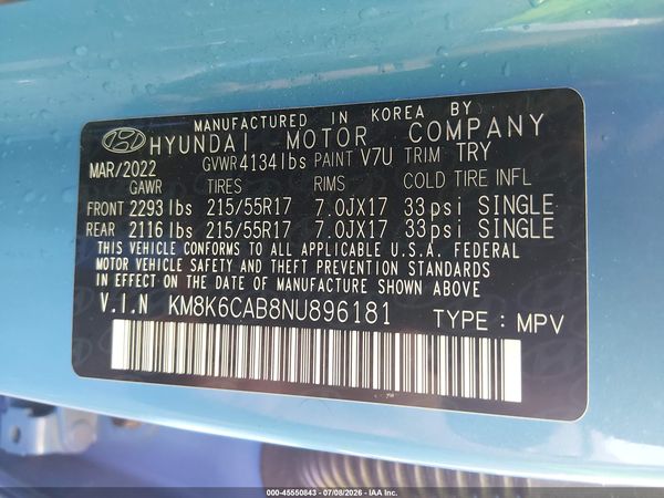 2022 HYUNDAI KONA SEL