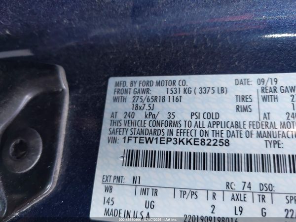2019 FORD F-150 XLT