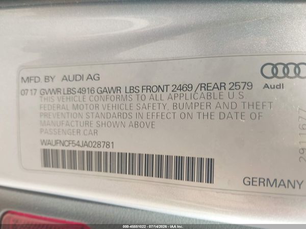 2018 AUDI A5 2.0T PREMIUM