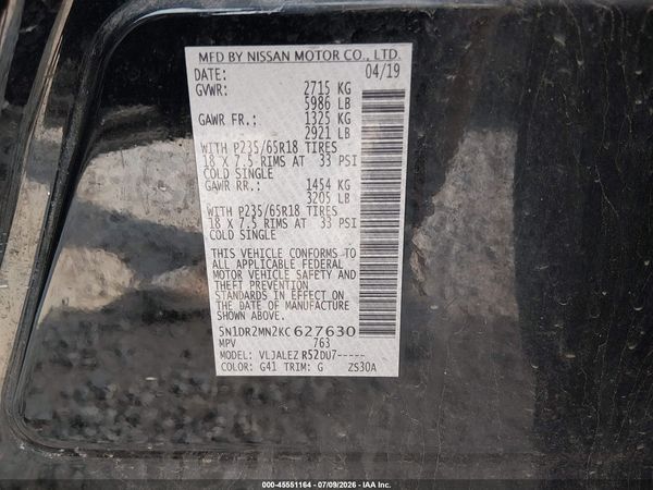 2019 NISSAN PATHFINDER SV