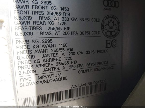 2017 AUDI Q7 3.0T PREMIUM