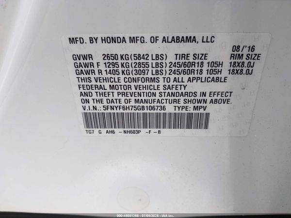 2016 HONDA PILOT EX-L