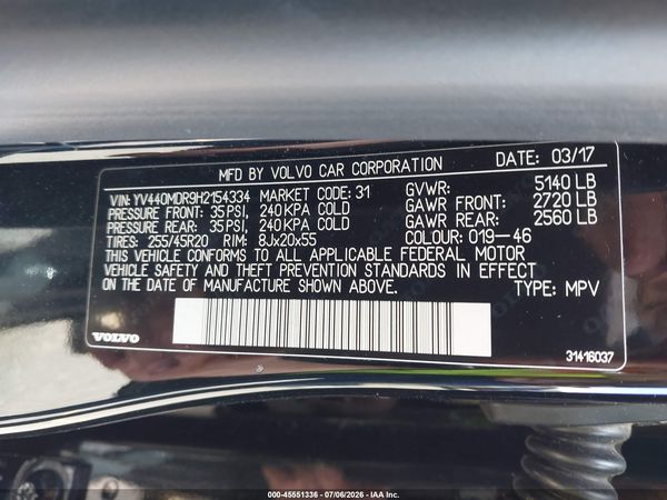 2017 VOLVO XC60 T5 DYNAMIC