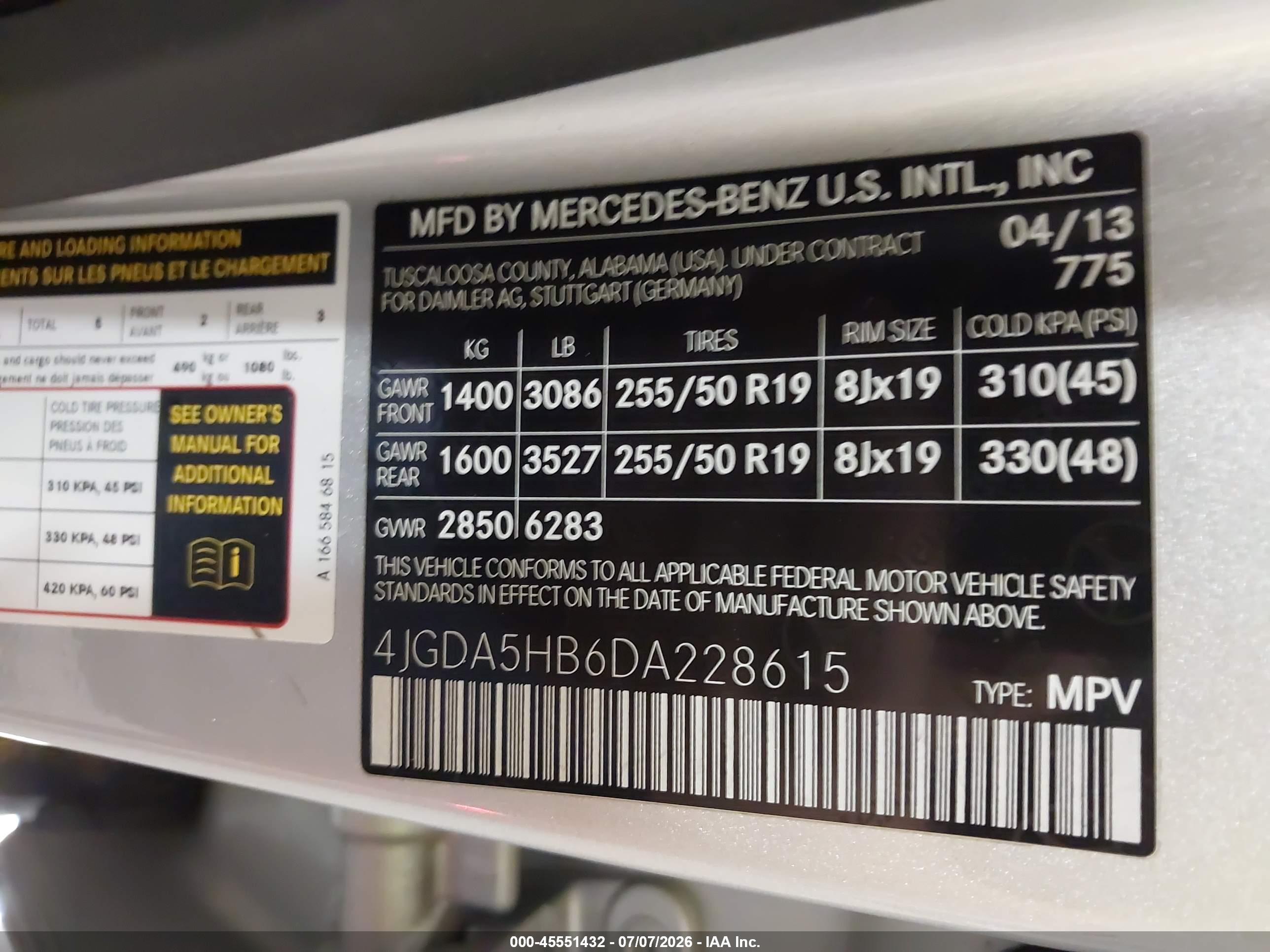 2013 MERCEDES-BENZ ML 350 4MATIC