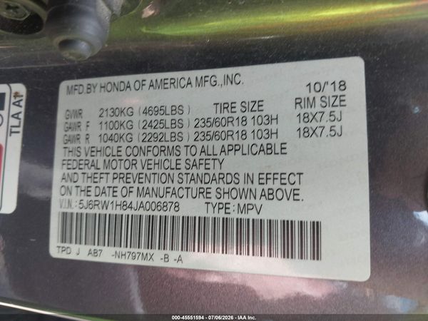 2018 HONDA CR-V EX-L/EX-L NAVI