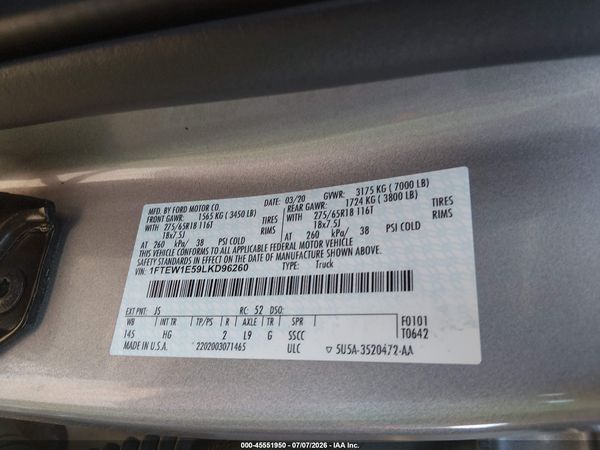 2020 FORD F-150 LARIAT