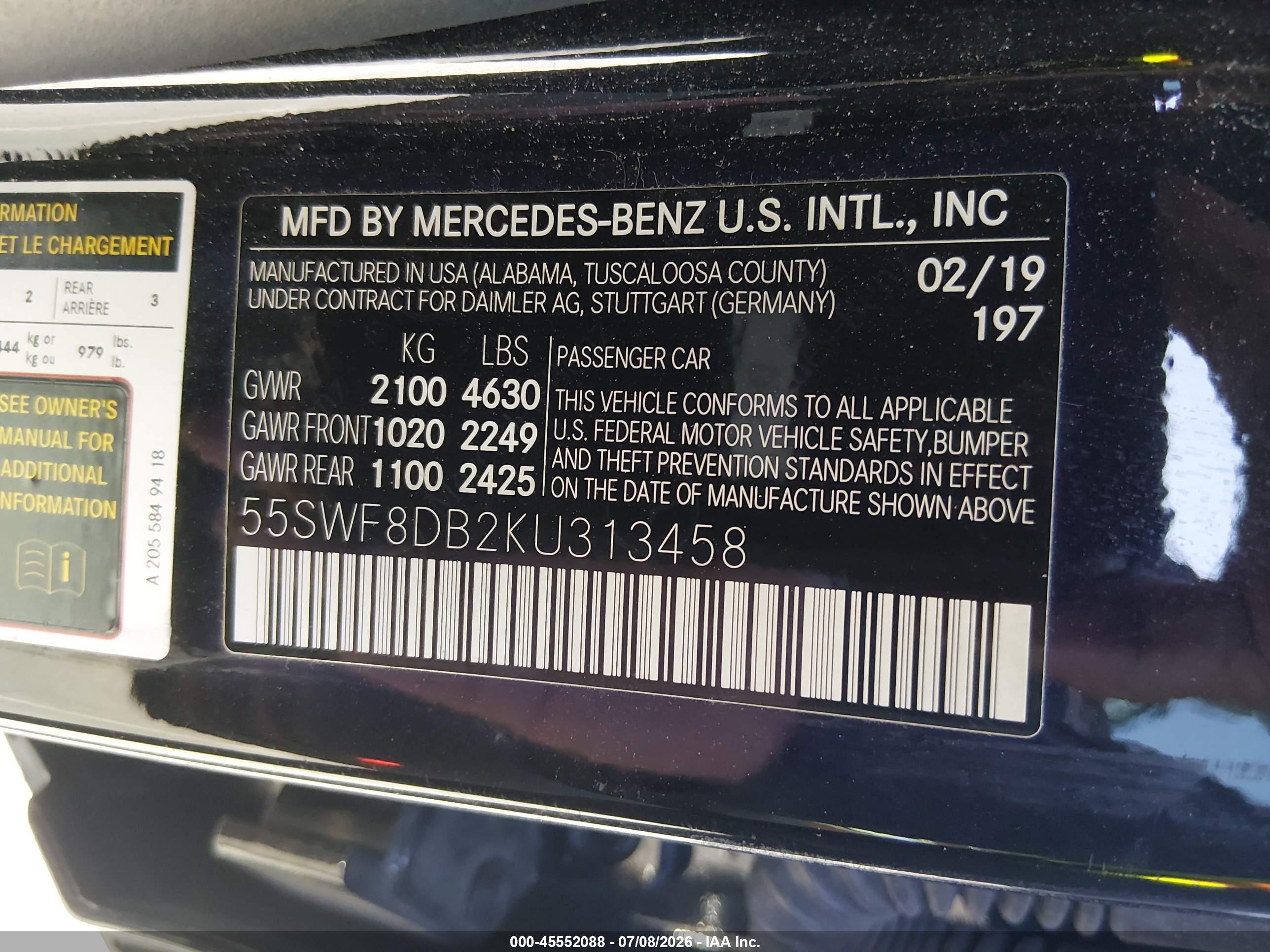 2019 MERCEDES-BENZ C 300 C300