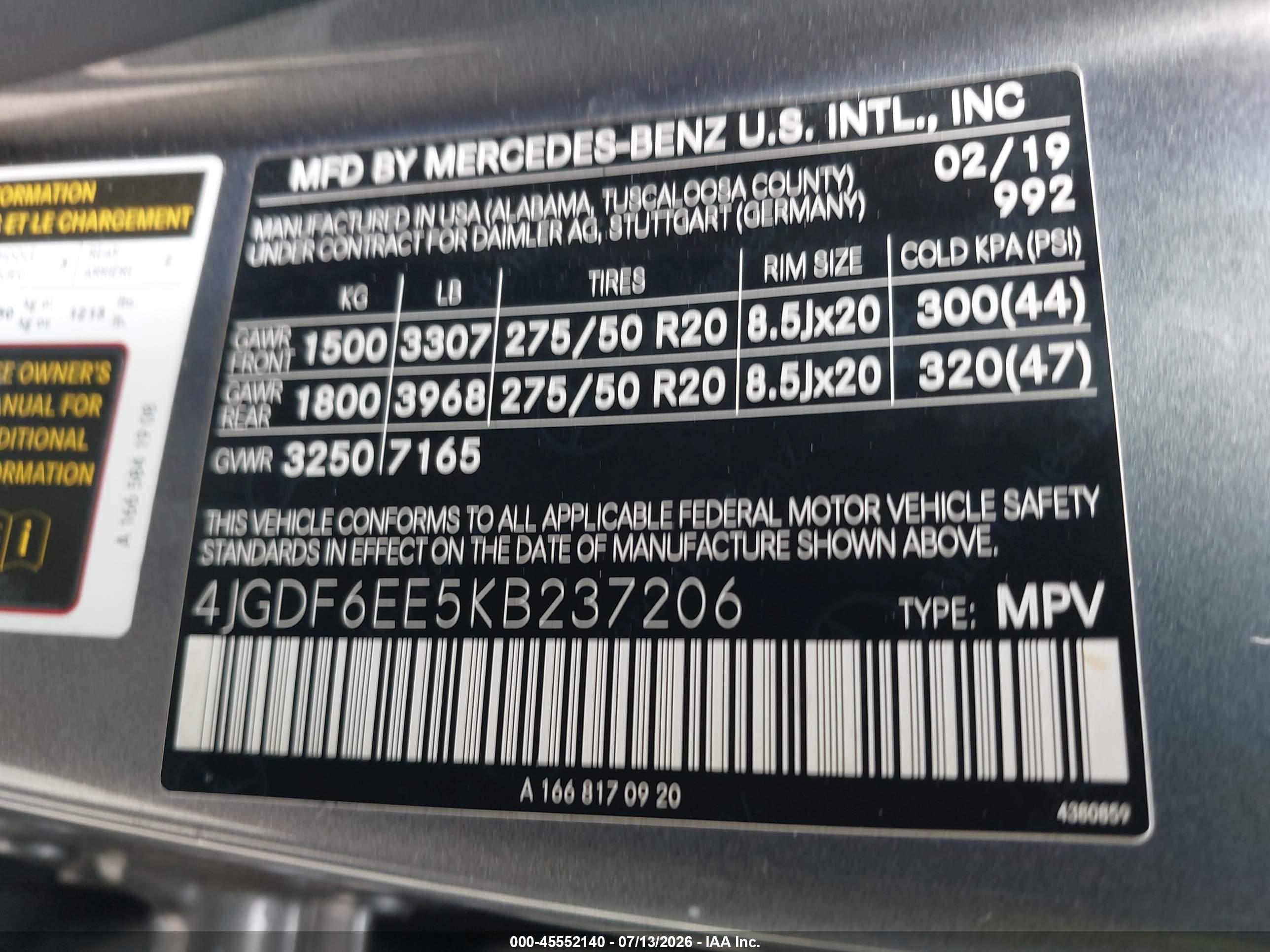 2019 MERCEDES-BENZ GLS 450 4MATIC