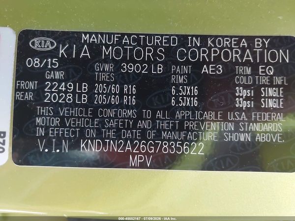 2016 KIA SOUL Plus