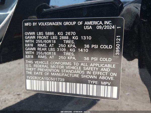 2025 VOLKSWAGEN ATLAS 2.0T PEAK EDITION — I9