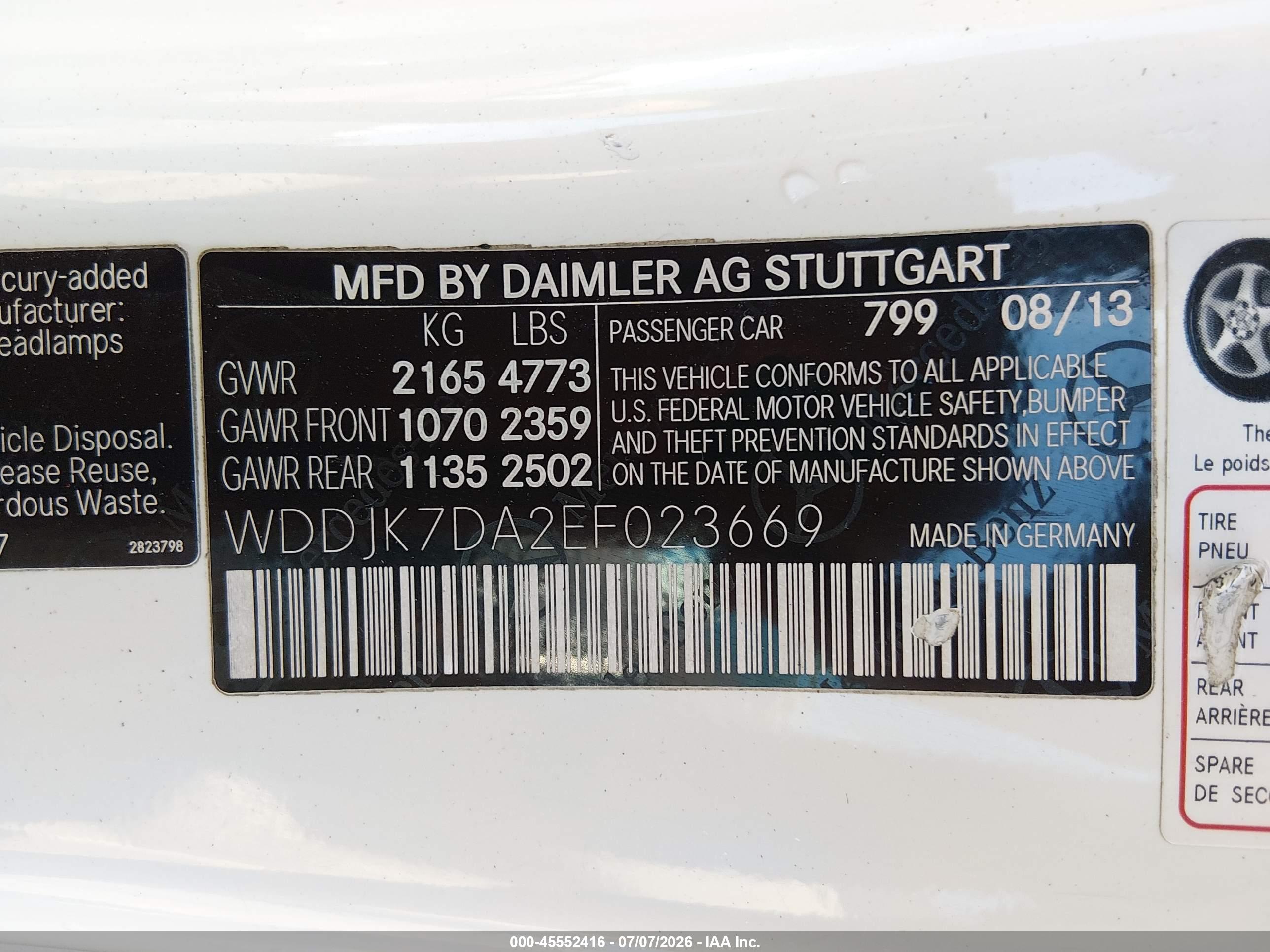 2014 MERCEDES-BENZ SL 550 SL550