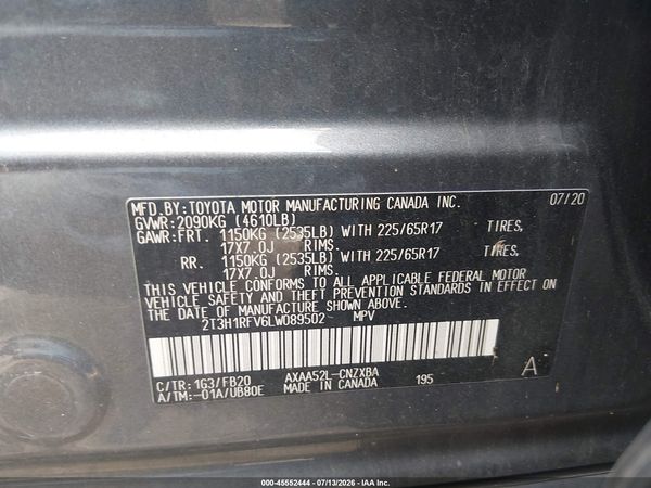 2020 TOYOTA RAV4 LE