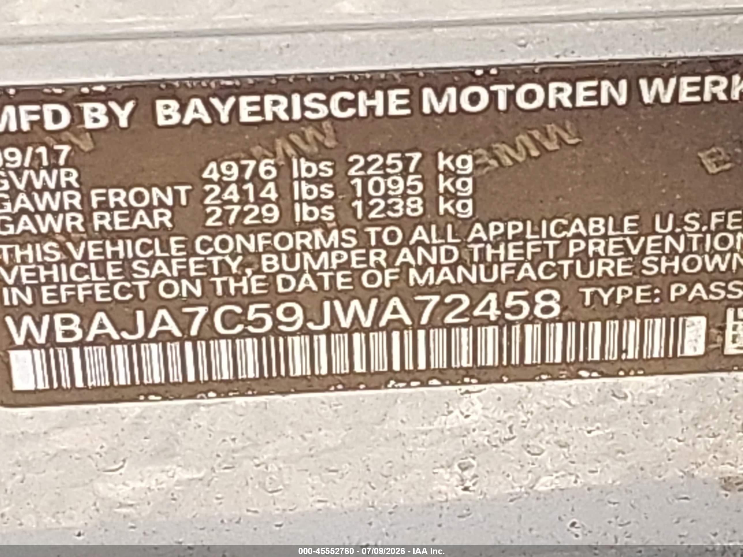 2018 BMW 530I XDRIVE