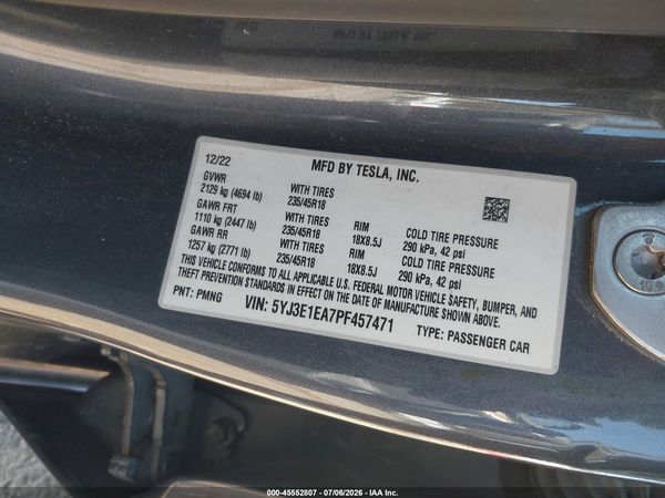2023 TESLA MODEL 3 REAR-WHEEL DRIVE