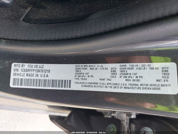 2025 RAM 1500 LONE STAR  4X4 5'7 BOX