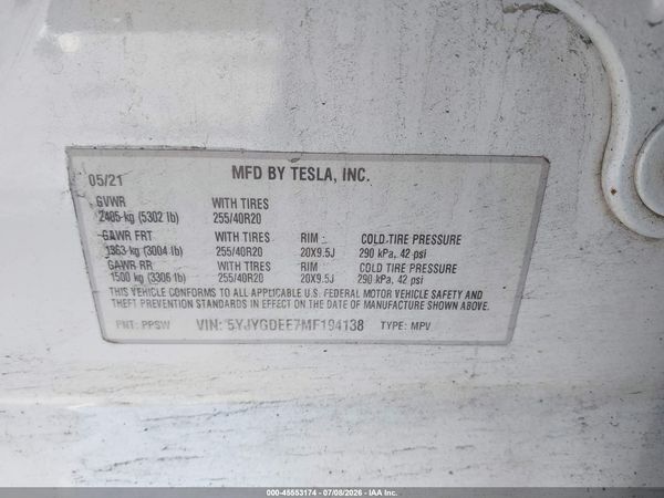 2021 TESLA MODEL Y