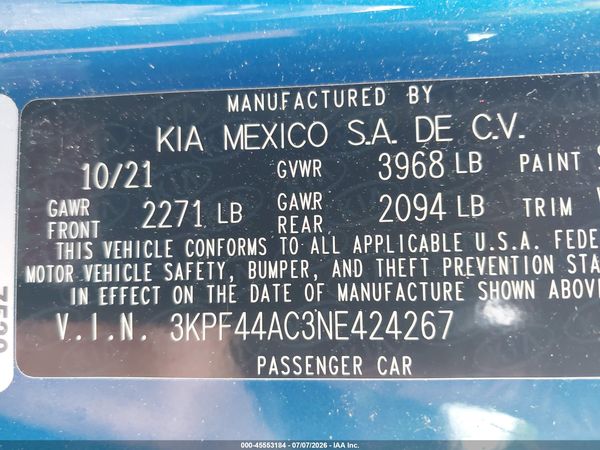 2022 KIA FORTE GT