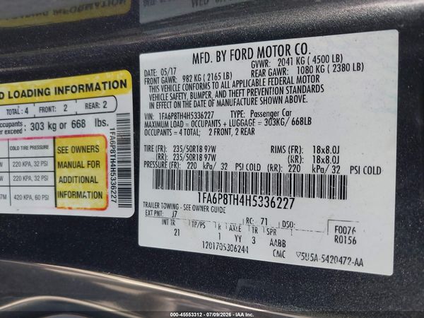 2017 FORD MUSTANG ECOBOOST