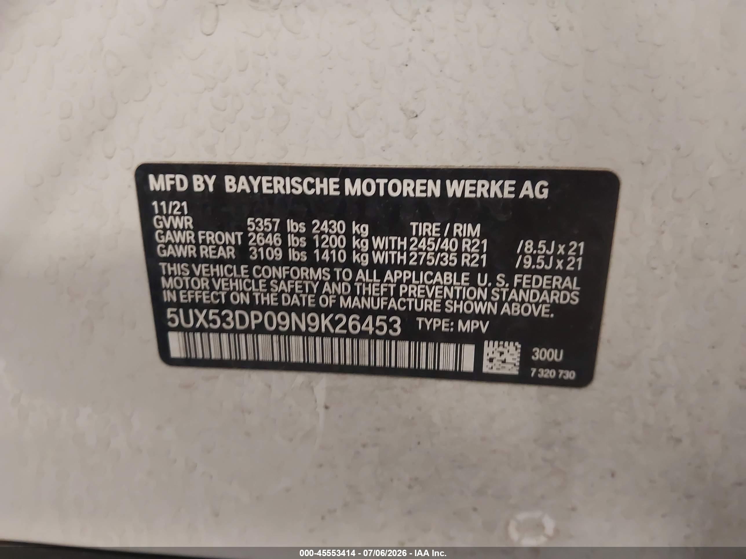 2022 BMW X3 XDRIVE30I
