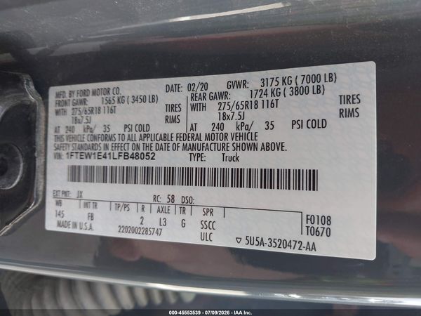 2020 FORD F-150 XLT