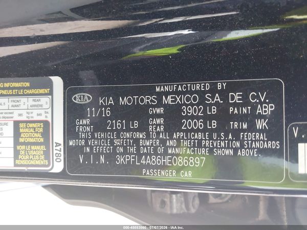 2017 KIA FORTE EX