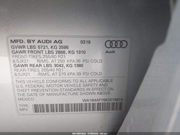 2019 AUDI SQ5 3.0T PREMIUM