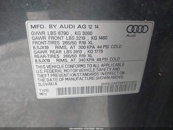 2015 AUDI Q7 3.0T PREMIUM